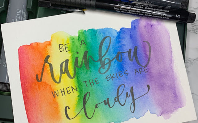 Rainbow Watercolor with Hand Lettering