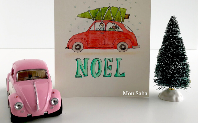 DIY Christmas Card, Car, and Christmas Tree