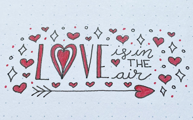 Bullet Journal doodles love is in the air