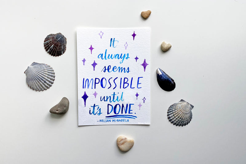 Watercolor hand lettered quote