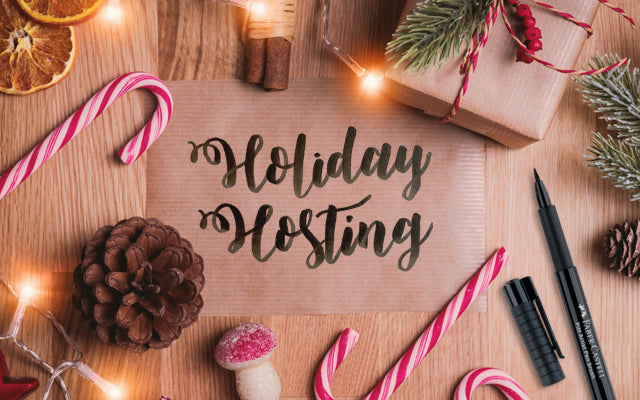 Holiday hosting lettering with a Metallic Marker and candy cane