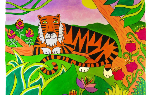 Painting of tiger in jungle