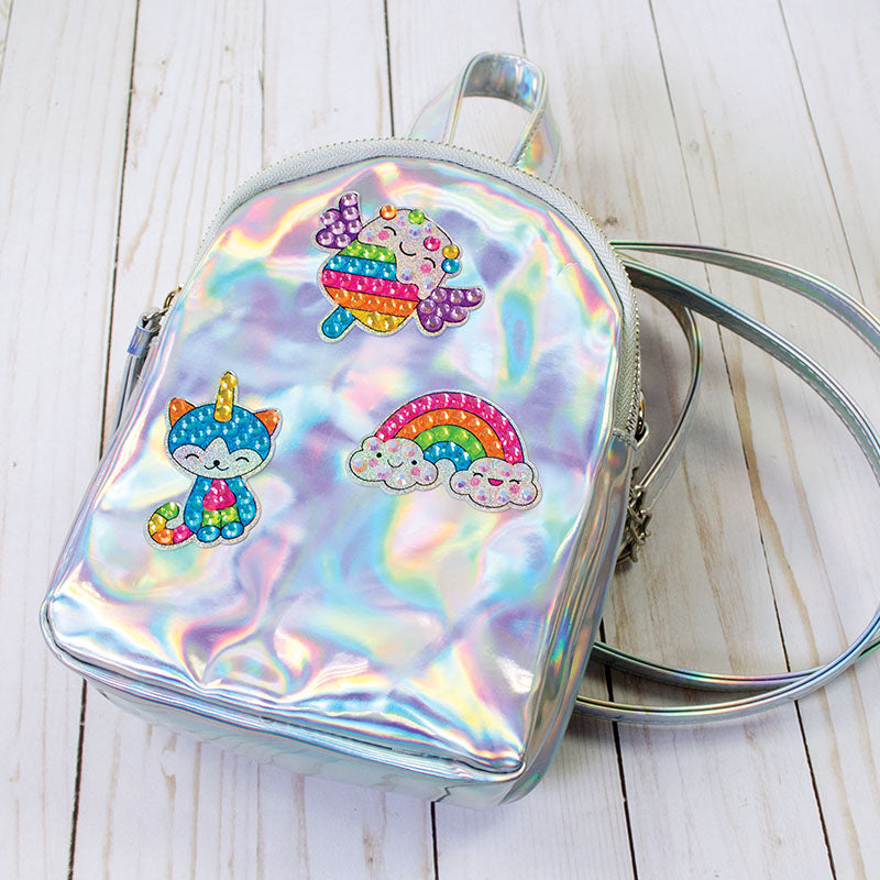 Creativity for Kids Big Gem Diamond Painting stickers on backpack