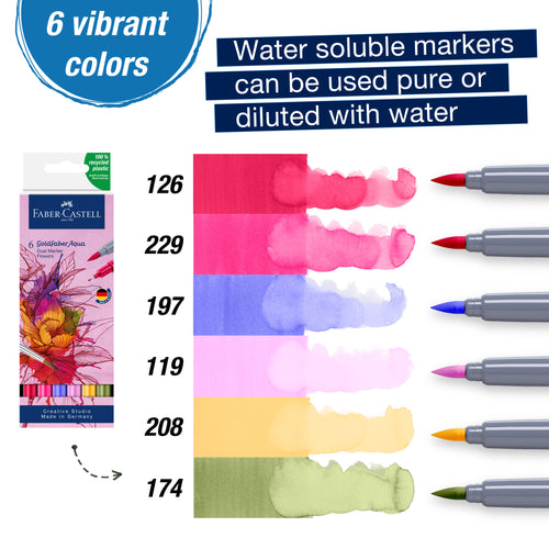 Goldfaber Aqua Dual Markers, Flowers - Wallet of 6 - #164527