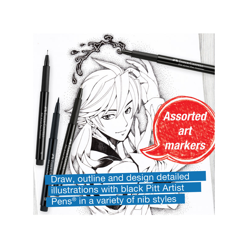Pitt Artist Pen, Manga Black Set - Wallet of 4  - #167132