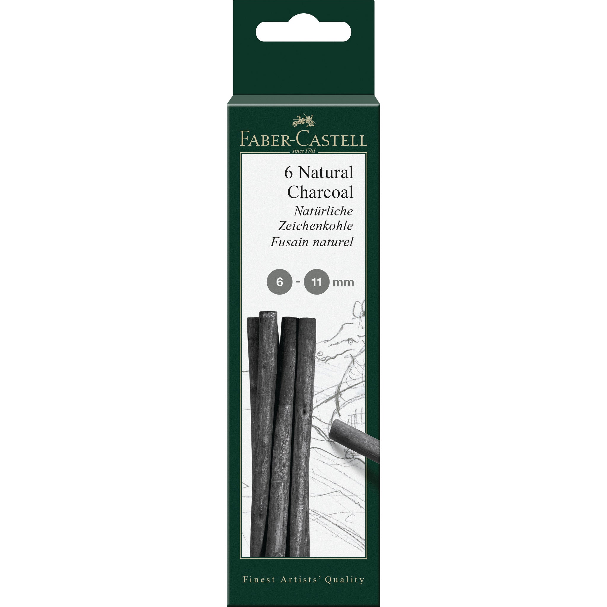 Faber Castell Pitt Natural Willow Charcoal 6 Stick Set