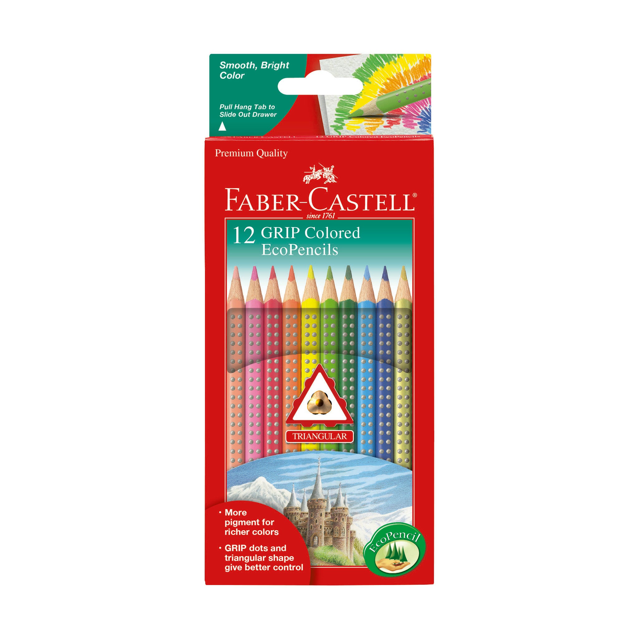 Faber-Castell Grip Graphite EcoPencils with Eraser - 12 Count - No. 2.5  Multi, 8 mm