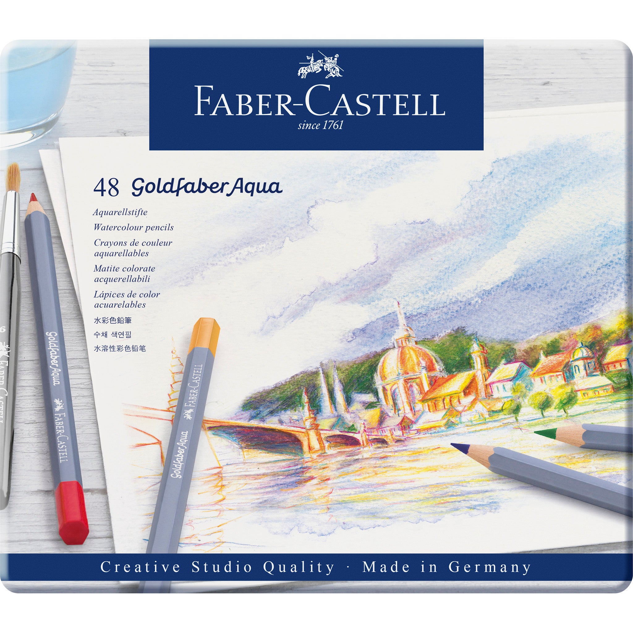 Faber-Castell Goldfaber Aqua Watercolor Pencil Tin Set 48-Colors