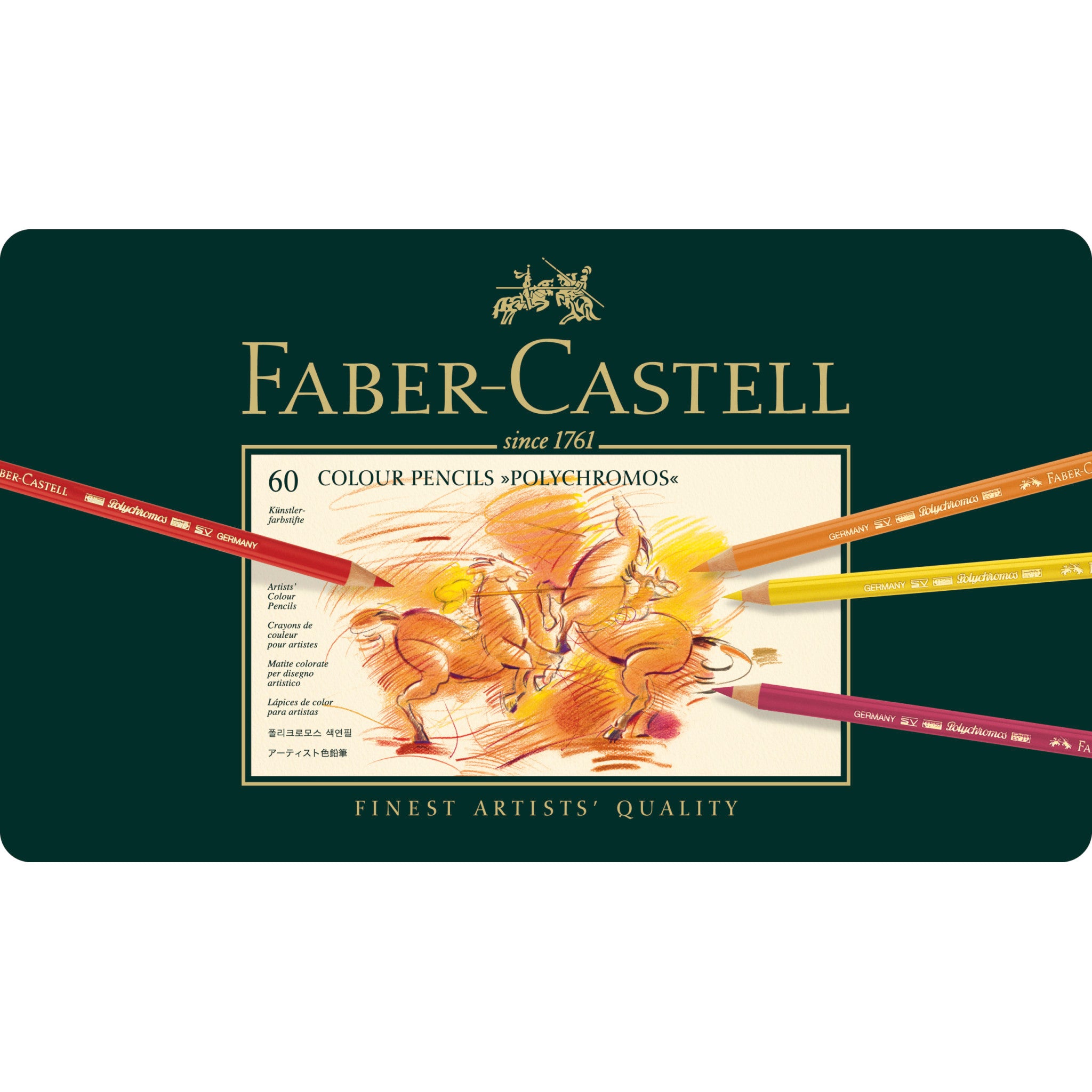 Faber-Castell 110060 - Crayons de couleur Polychromos, étui métallique de  60 pièces