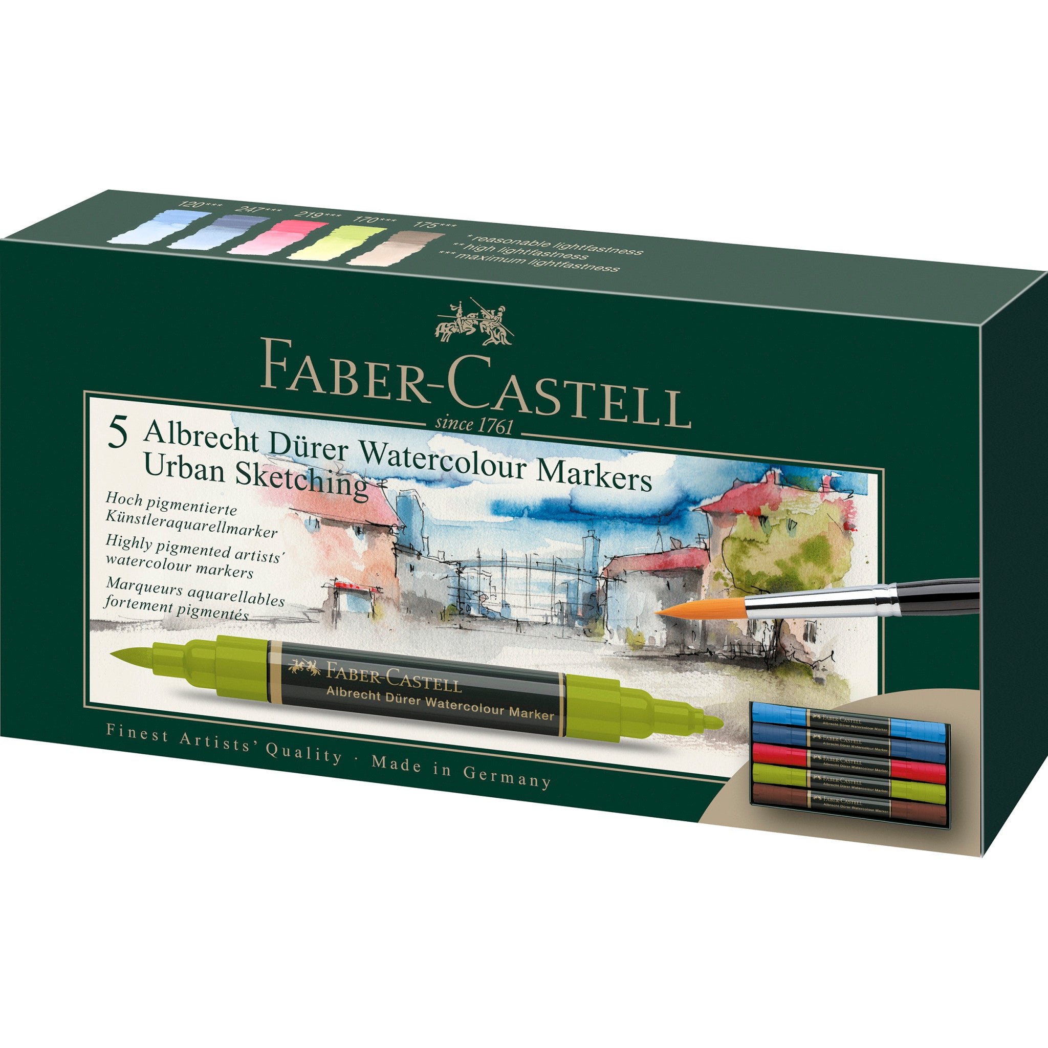 Faber-Castell Albrecht Durer Watercolor Markers- Urban Sketching Wallet of 5 | FC160308