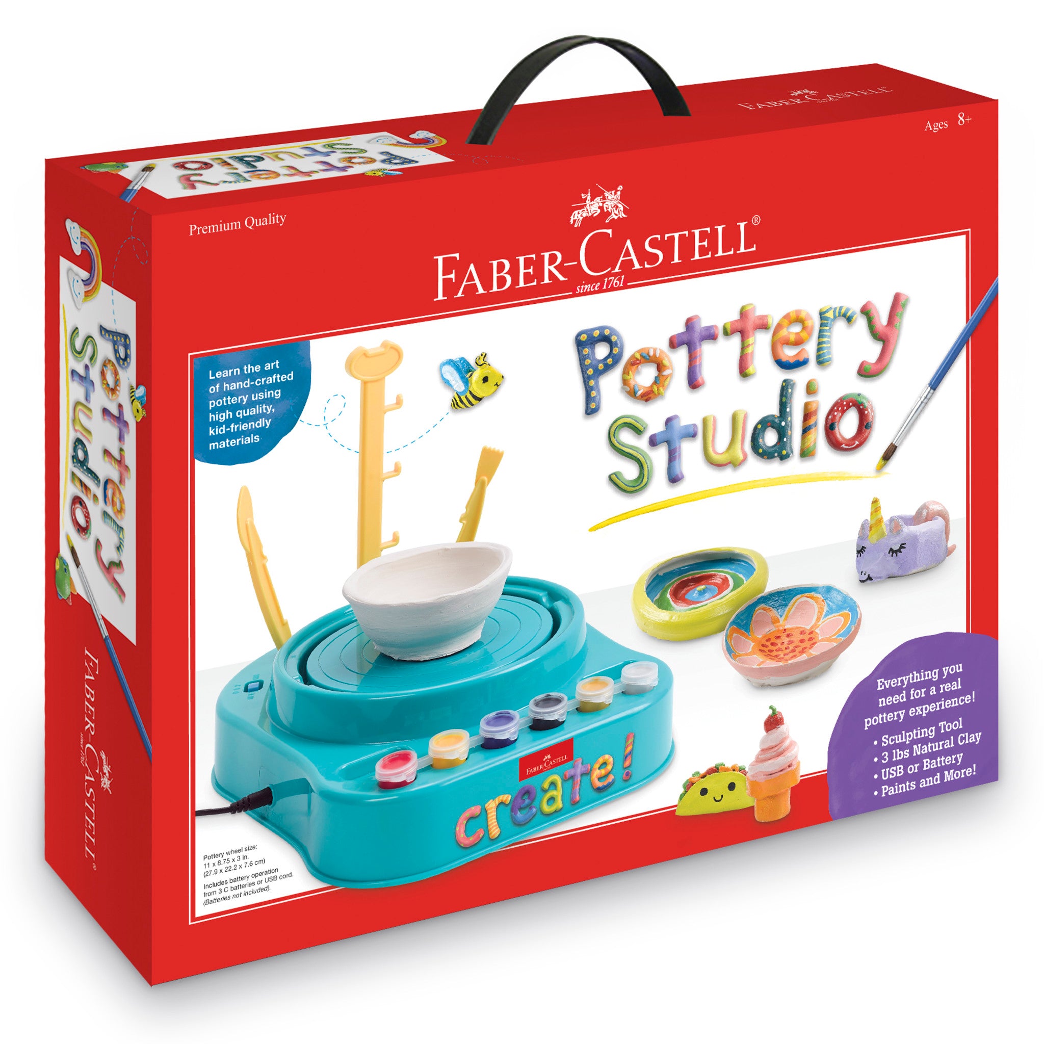  Faber-Castell Pottery Studio Refill Kit - 2 lbs. of Natural  Air-Dry Pottery Clay, 6 Paint Pots and Paintbrush, Clay Making Kit for Kids  : Arts, Crafts & Sewing