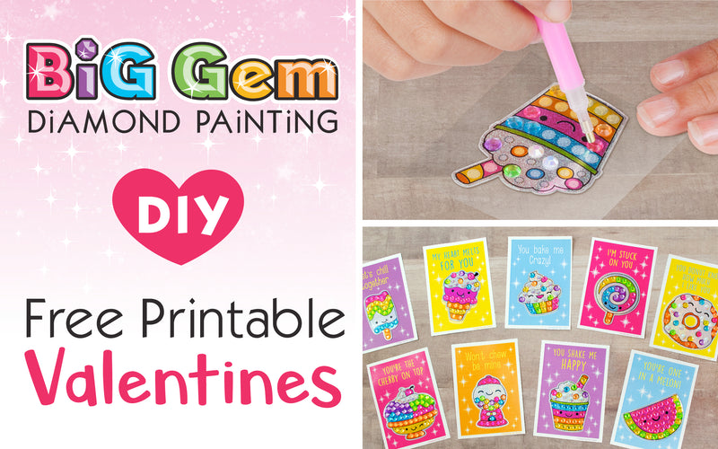 DIY Valentine's Day Printables - Big Gem Diamond Painting for Kids