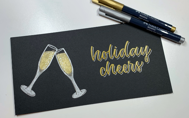 Metallic Markers and Champagne Flutes and Hand Lettering