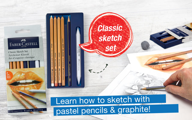 Classic Sketch Set. Learn how to sketch with pastel pencils & graphite!