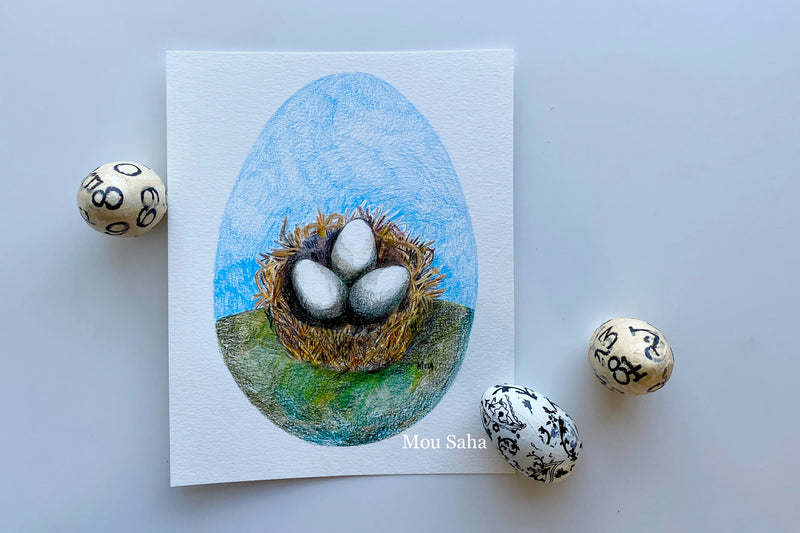 Birds Nest Art with Eggs
