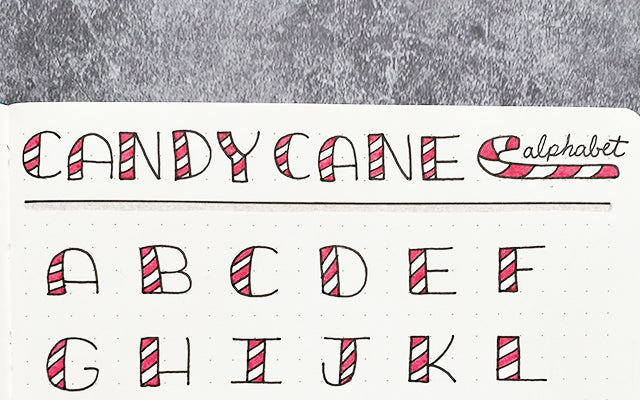 Bullet Journal Candy Cane Alphabet