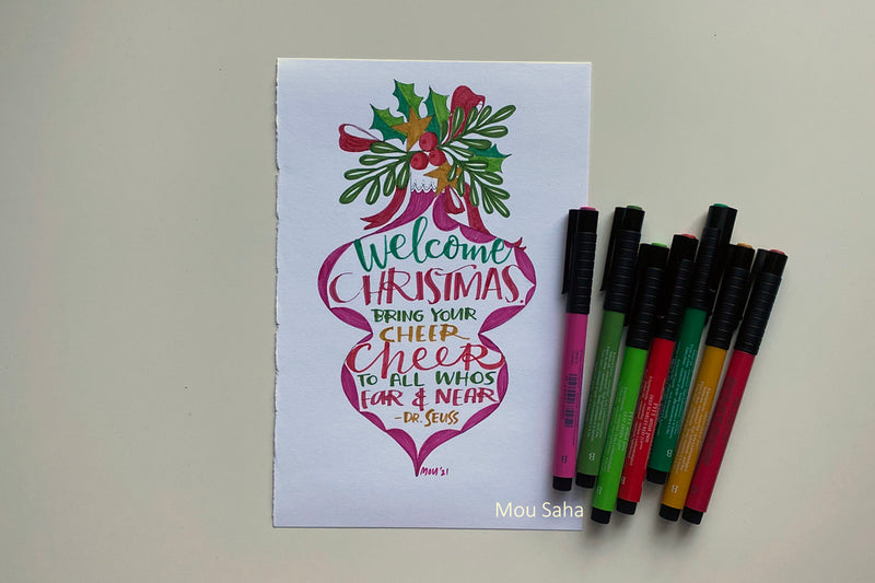 Christmas hand lettering with Pitt Artist Pens