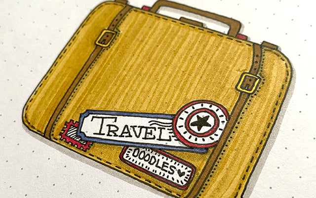 Bullet Journal Travel Doodle of Luggage Bag