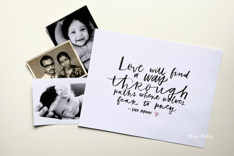 Hand lettered love letter and pictures