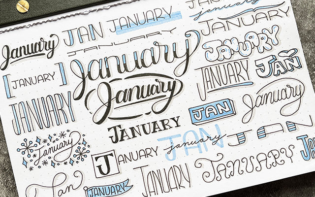 January in different writing in Bullet Journal