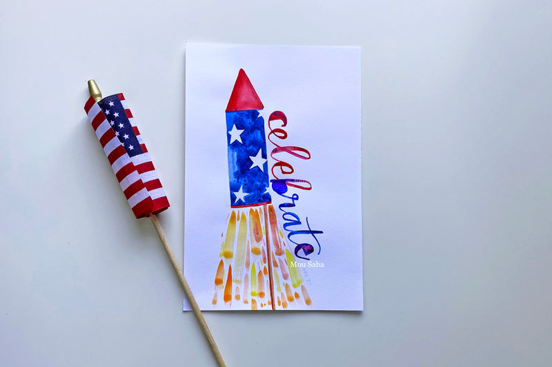 Fourth of July Firework Watercolor Tutorial
