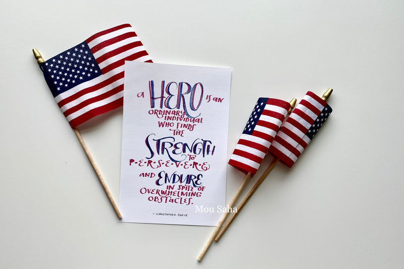 Hero Hand Lettering and American Flags