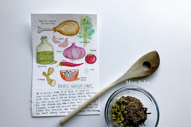 Recipe Doodles with Spoon and Herbs