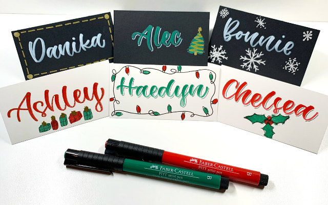 Hand Lettered Holiday Place Cards