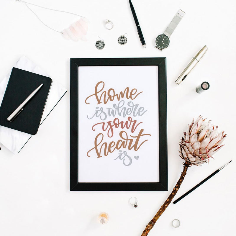 Hand Lettering "Home Is Where The Heart Is"