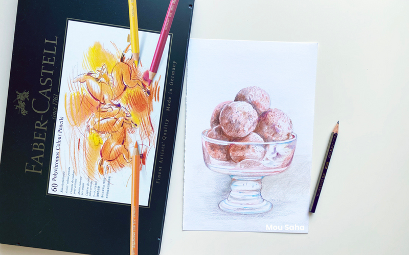 Ice cream sketch with Polychromos Color Pencils