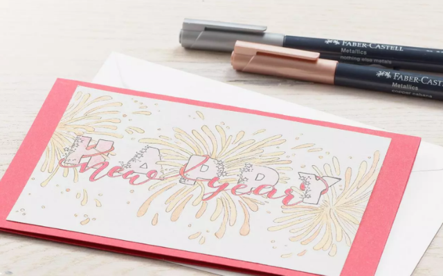 Happy New Year Card with Metallic Markers