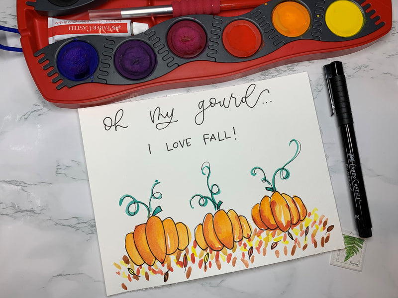 Oh my Gourd Watercolor Pumpkin Doodles