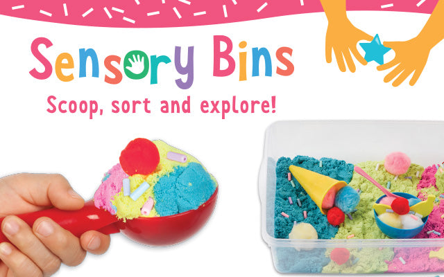 Sensory Bins. Scoop, sort, and explore!