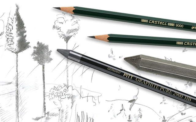 Pitt Graphite and Castell 9000 Graphite Pencils