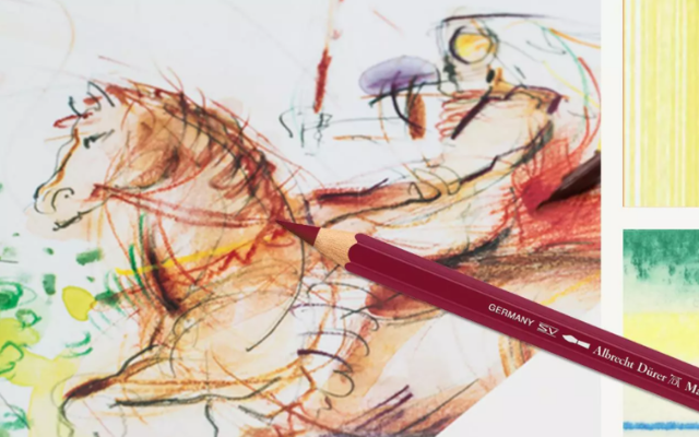 watercolor horse and watercolor pencil