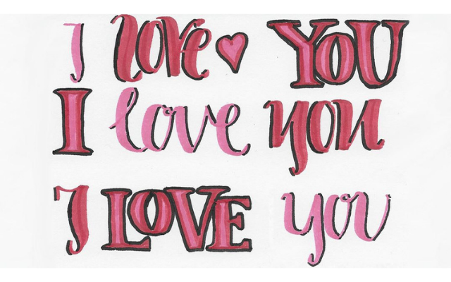 "I love you" hand lettered