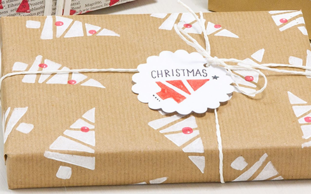 Holiday wrapper paper with Christmas trees