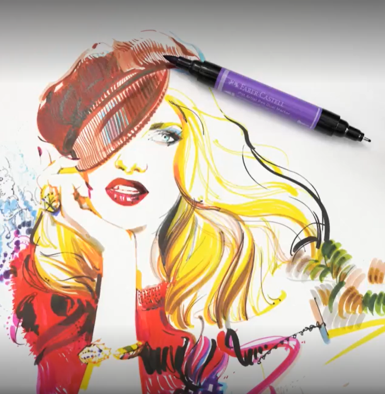 Artist Ink drawing with a Pitt Artist Pen Dual Marker