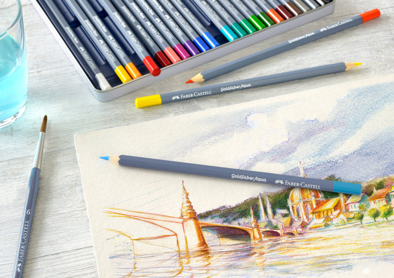 Goldfaber Aqua watercolor pencils and a drawing
