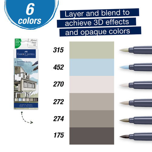 Goldfaber Sketch Markers, Architecture - Box of 6 - #164807