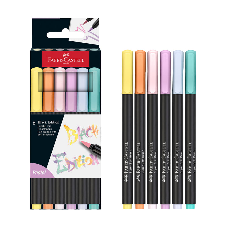 Black Edition Super Soft Brush Pens, Pastel - Box of 6 - #116453
