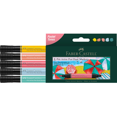 Pitt Artist Pen Dual Markers, Pastel Tones - Wallet of 5 - #800171