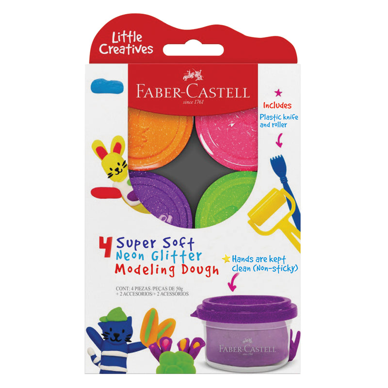 Little Creatives 4 Super Soft Modeling Dough, Neon Glitter - #370854