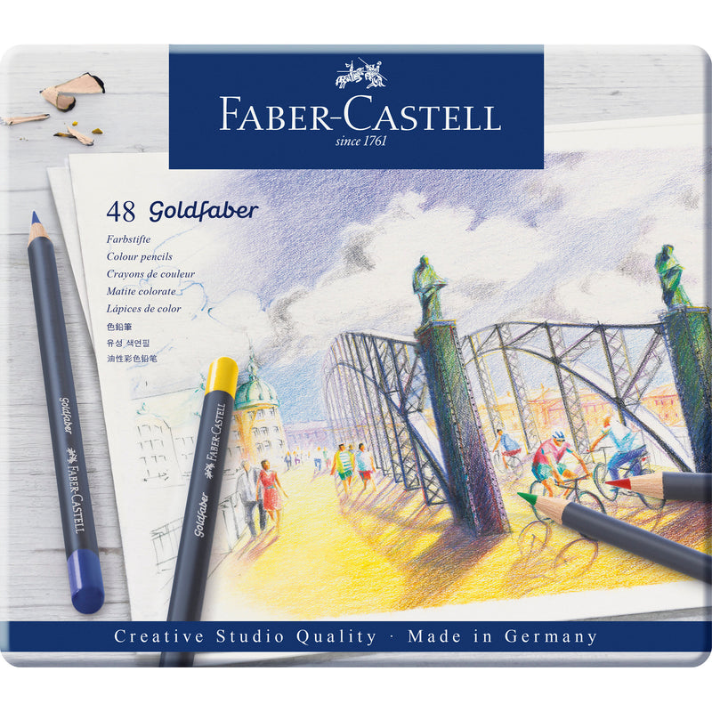 Faber-Castell Classic Colored Pencils Tin Set, 48 Vibrant Colors In Sturdy  Metal Case