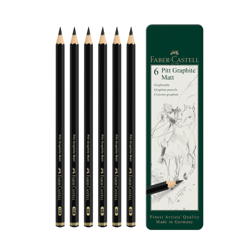 Faber Castell Pitt Graphite Matt - étui en métal - assortiment de 6 crayons  graphite - Schleiper - Catalogue online complet