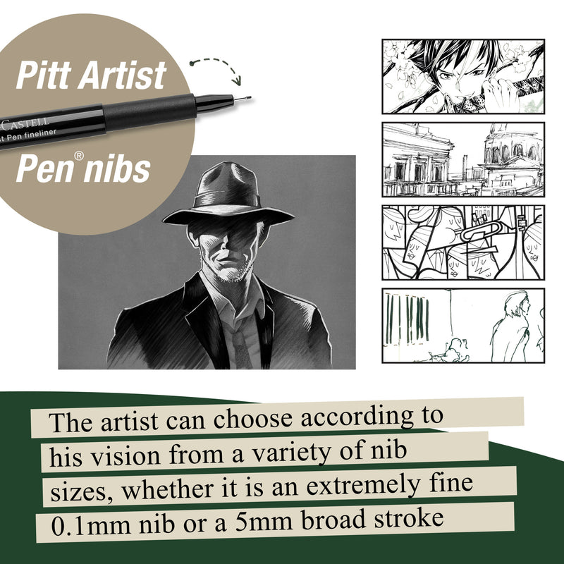 8 Ct. PITT Artist Pen Wallet-Assorted Nibs by A.W. Faber-Castell
