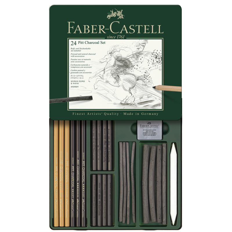 Pitt Charcoal Set, Tin of 24 - #112978 – Faber-Castell USA