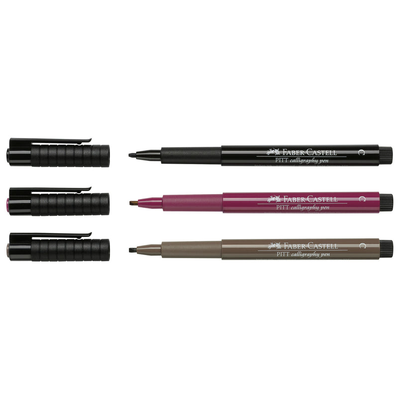 Faber-Castell Pitt Calligraphy Pen Set - Assorted Colors, Set of 3