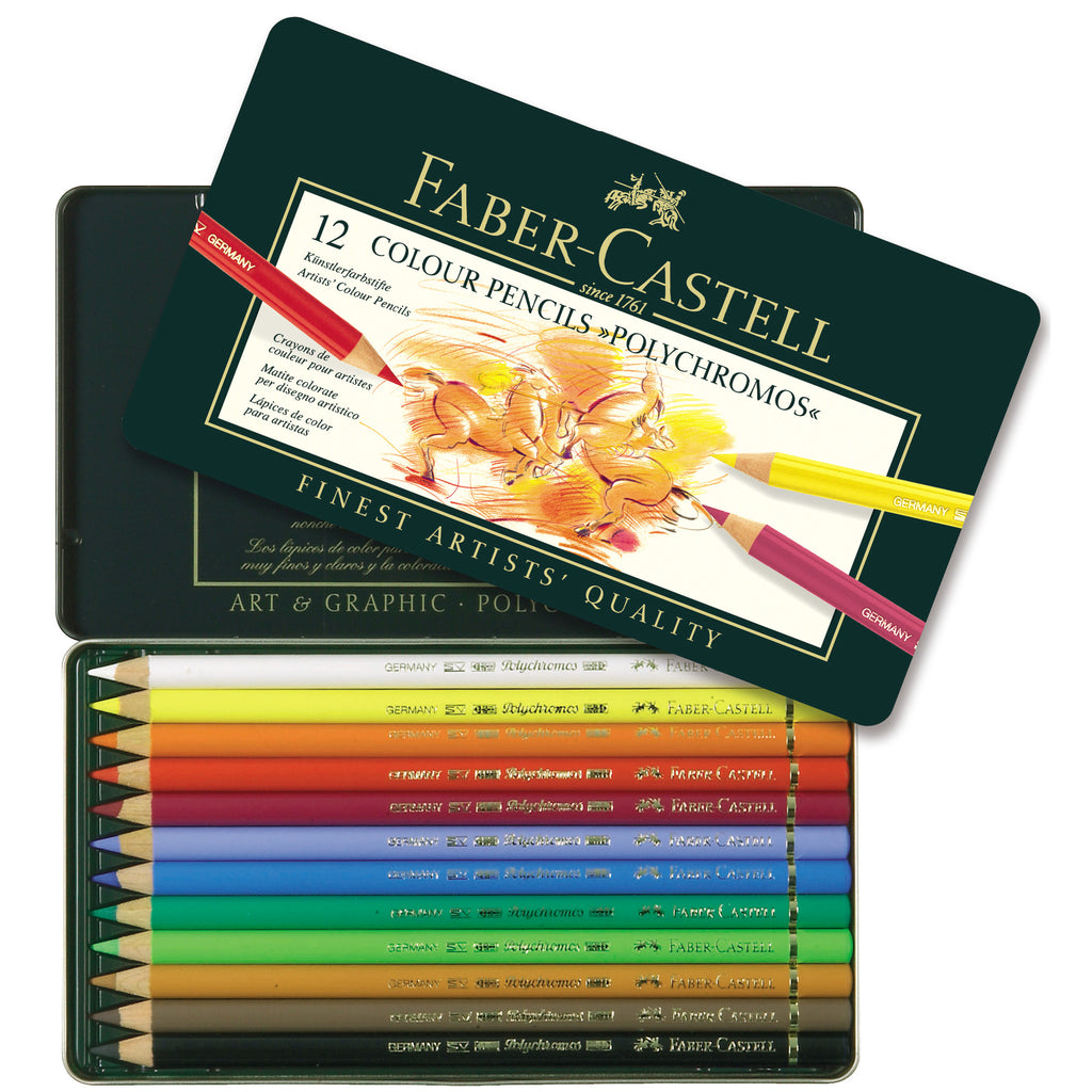 Vintage Faber-Castell 12 Coloring Pencils American 4-1/4 Length Wood Vivid  NOS