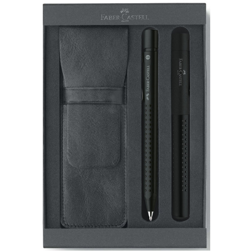 Grip 2011 Fountain & Ballpoint Pen Leather Gift Set, Black - #580021